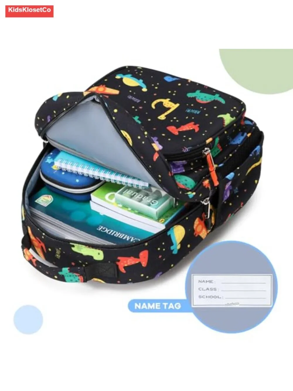 Kids Backpack for Boys Ages 4-8, Water-Resistant Polyester School Daypack with